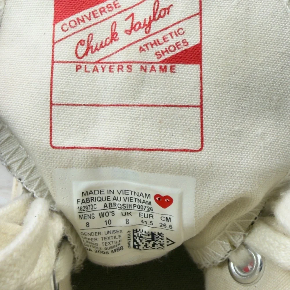 Converse Comme des Garcons PLAY Chuck 70 High Top Olive Green Size Mens 8 W 10 - Picture 10 of 11